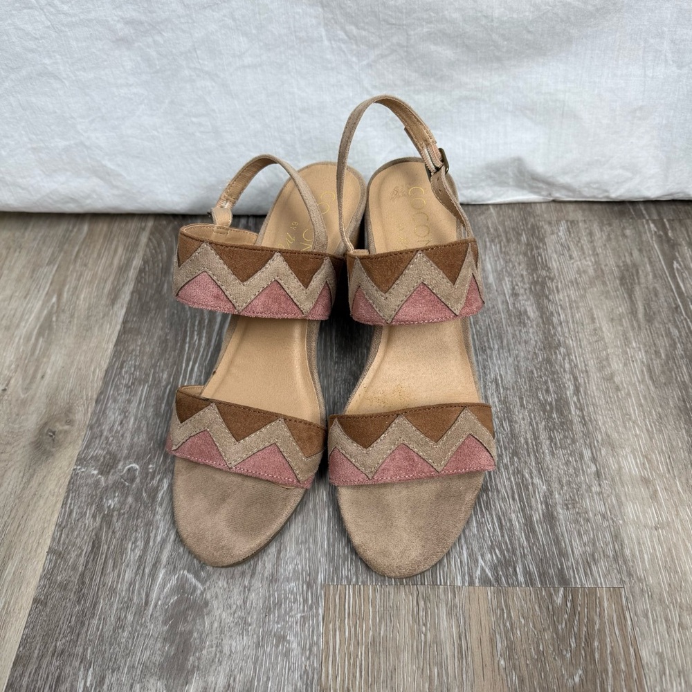 Coconuts Women's Faux Suede Sandals in Pink and Brown 8